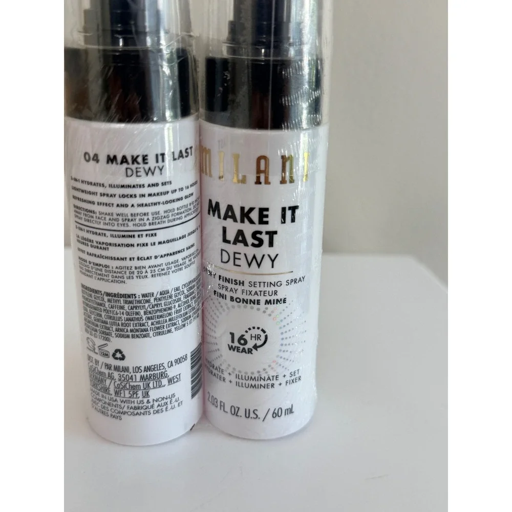 Milani Setting Spray Unisex 2.03oz White 04 Make It Last Dewy 2pk NWT